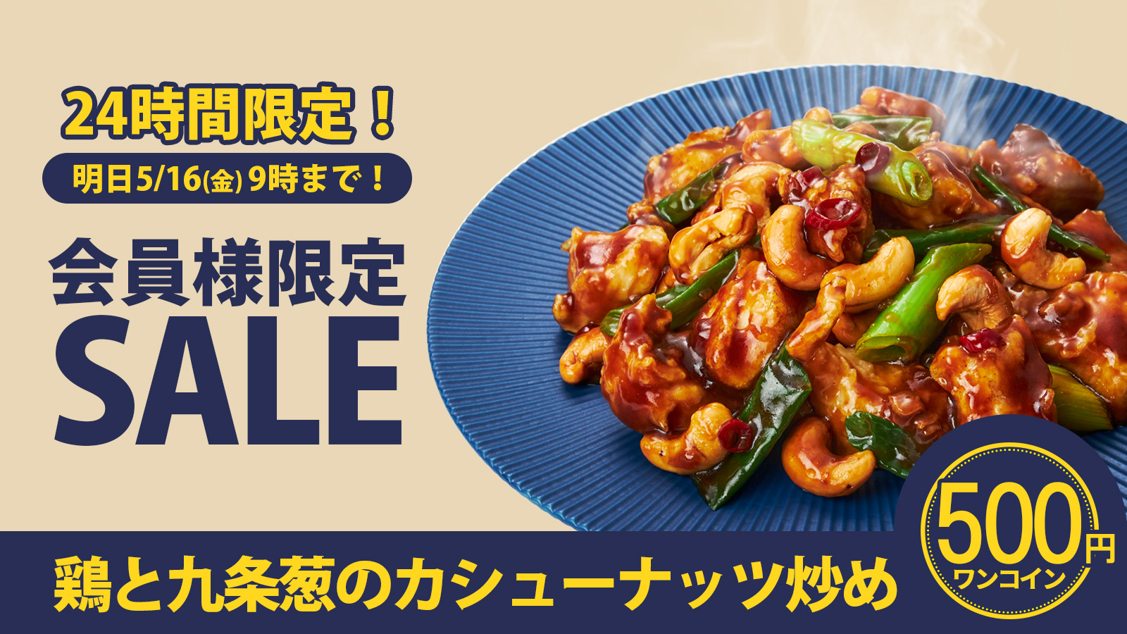 鶏と九条葱のカシューナッツ炒め　24時間限！定会員様限定SALE